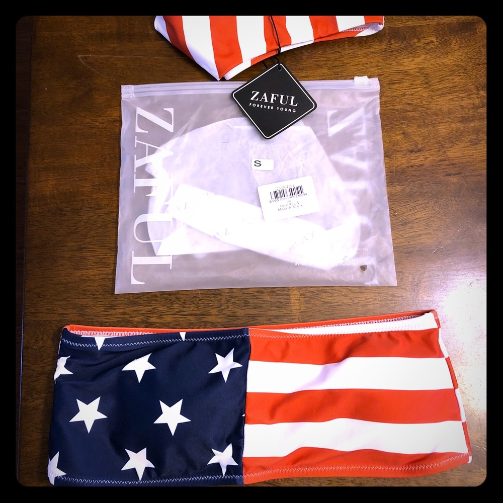 Zaful American flag bikini NWT